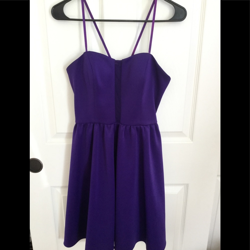 worn once purple homecoming dress with sheer slit